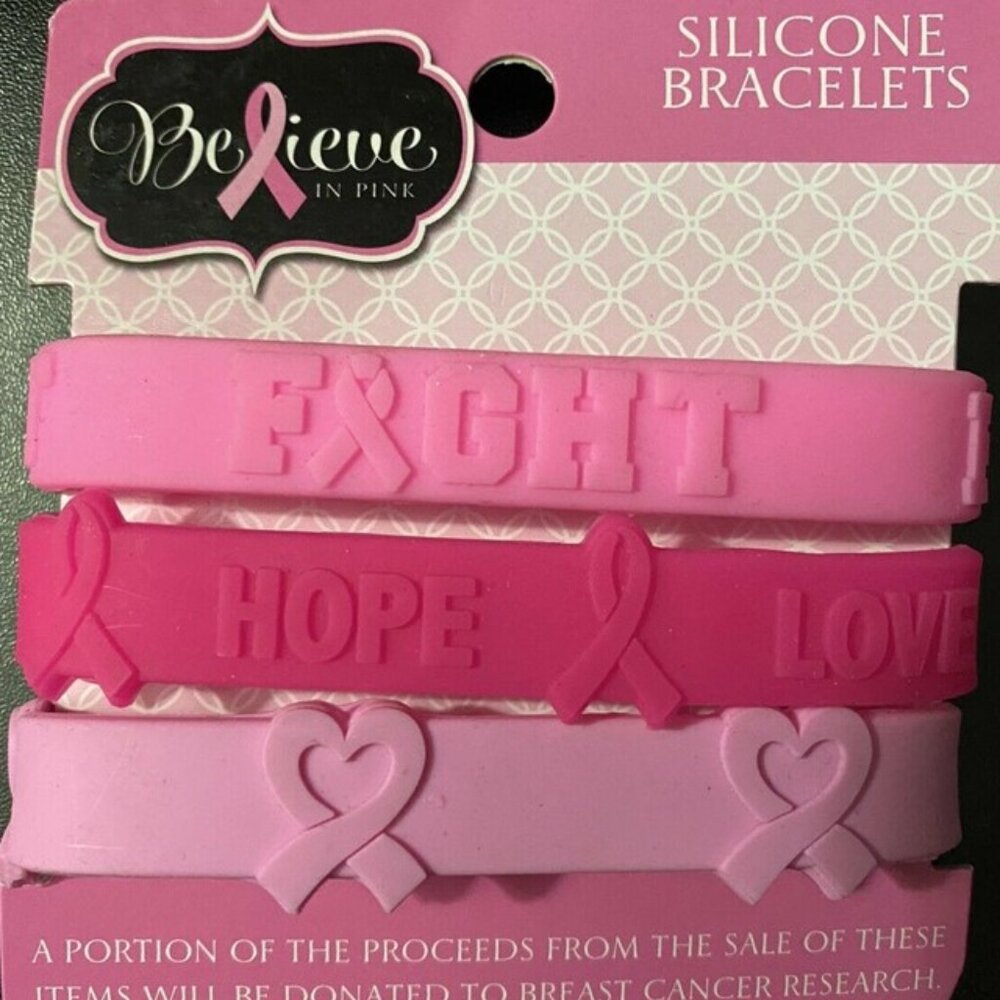 Breast Cancer Awareness Bracelets - One set of 3 Bracelets
